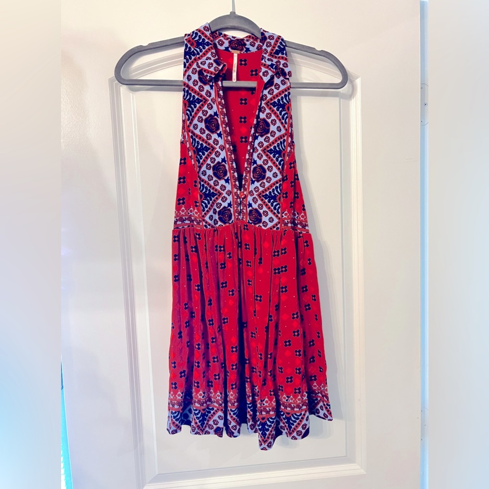 Free People Red Boho Print Tunic